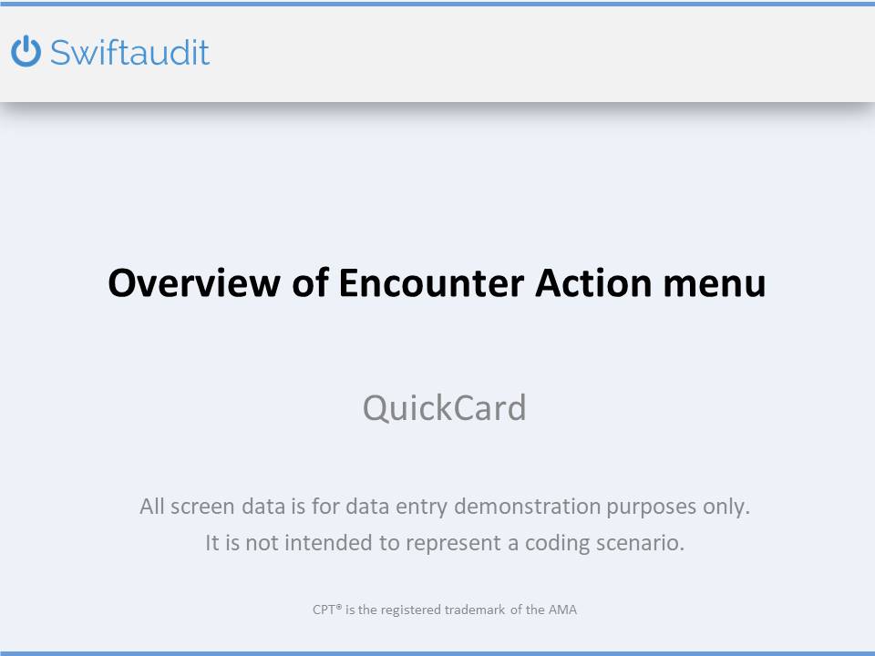 Overview of Encounter Action Menu – Assistant